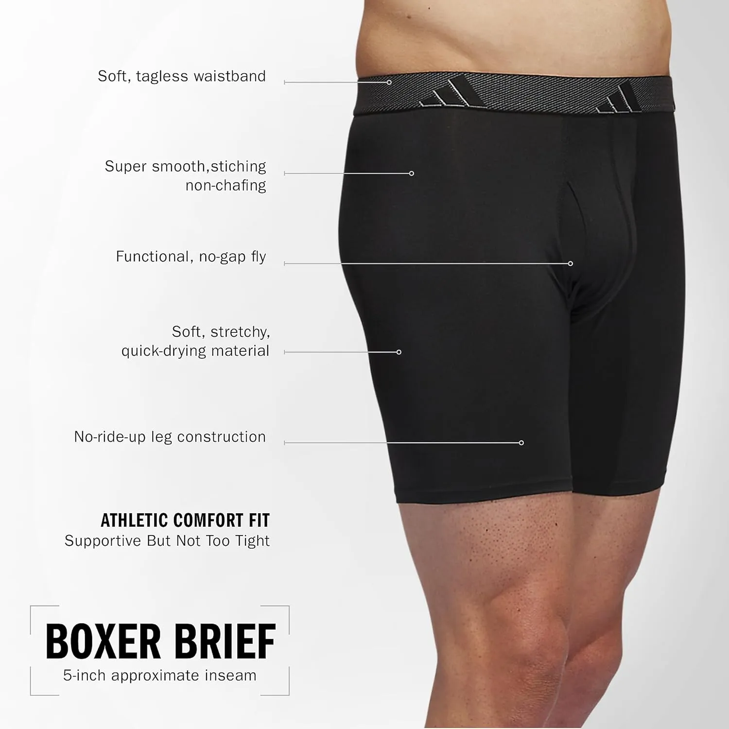 adidas Men's Microfiber Boxer Brief, Performance Boxer Briefs Underwear Pack for Men