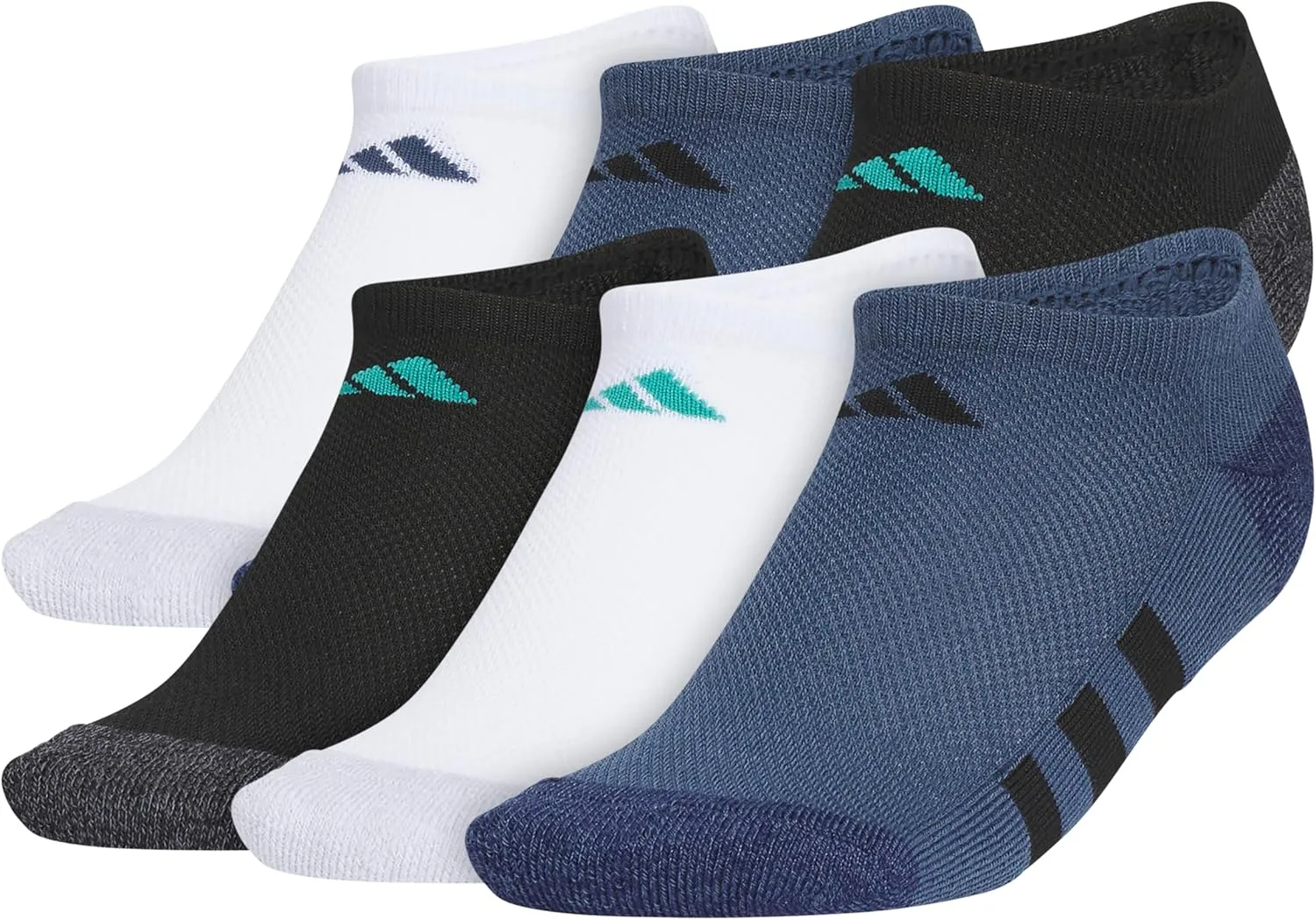 adidas Unisex Kids-Boy's/Girl's Cushioned Angle Stripe No Show Socks (6-Pair)
