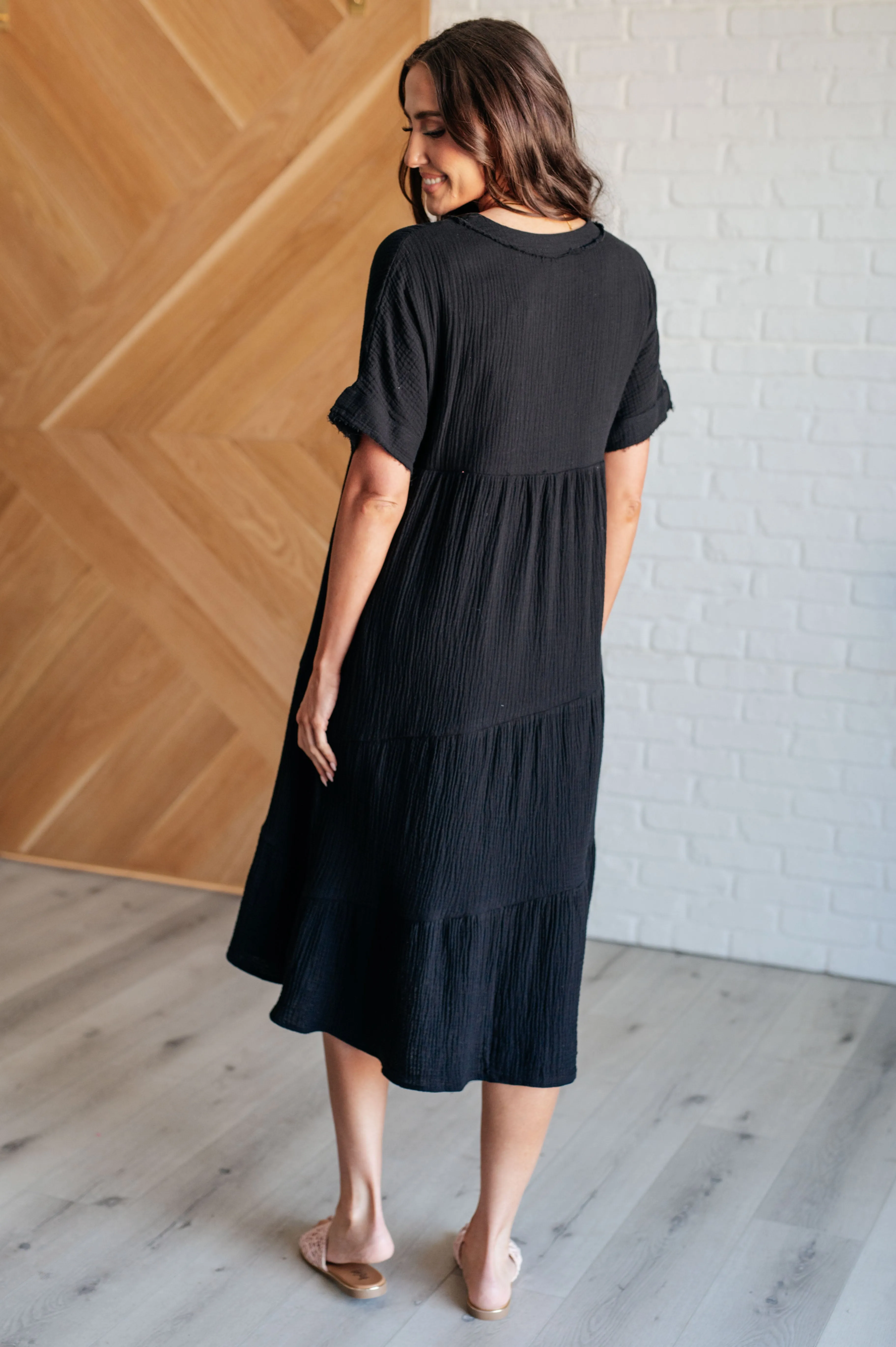 Classic Beauty Dolman Sleeve Dress in Black