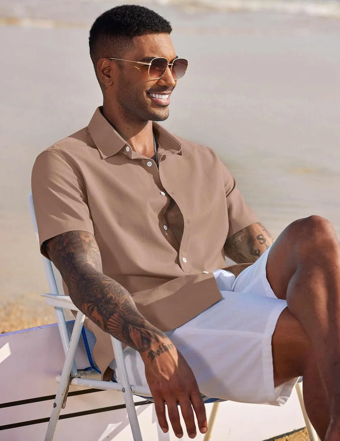 COOFANDY Men's Linen Casual Short Sleeve Shirt Button Down Summer Beach Wedding Shirts