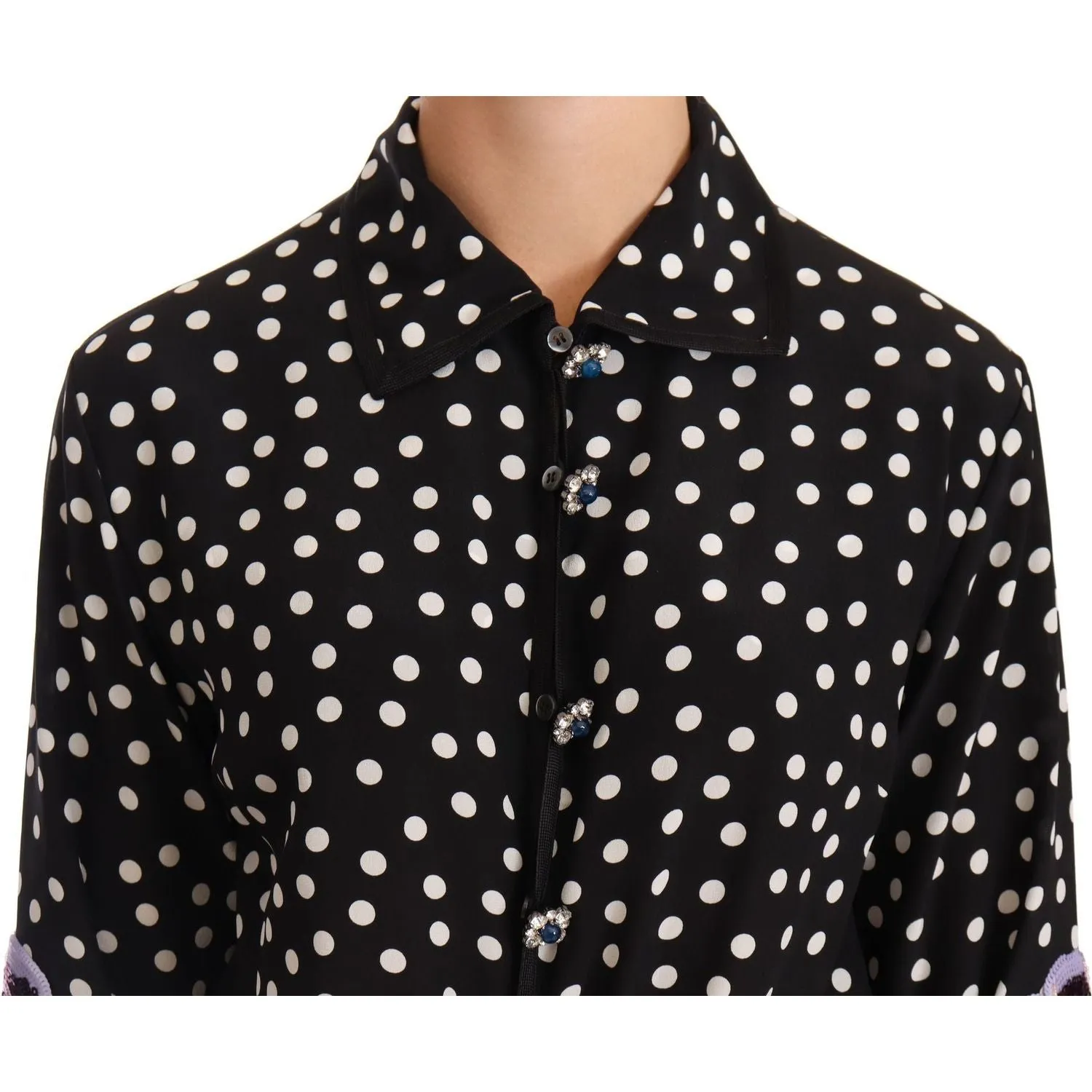Dolce & Gabbana Elegant Silk Polka Dot Sequin Midi Dress