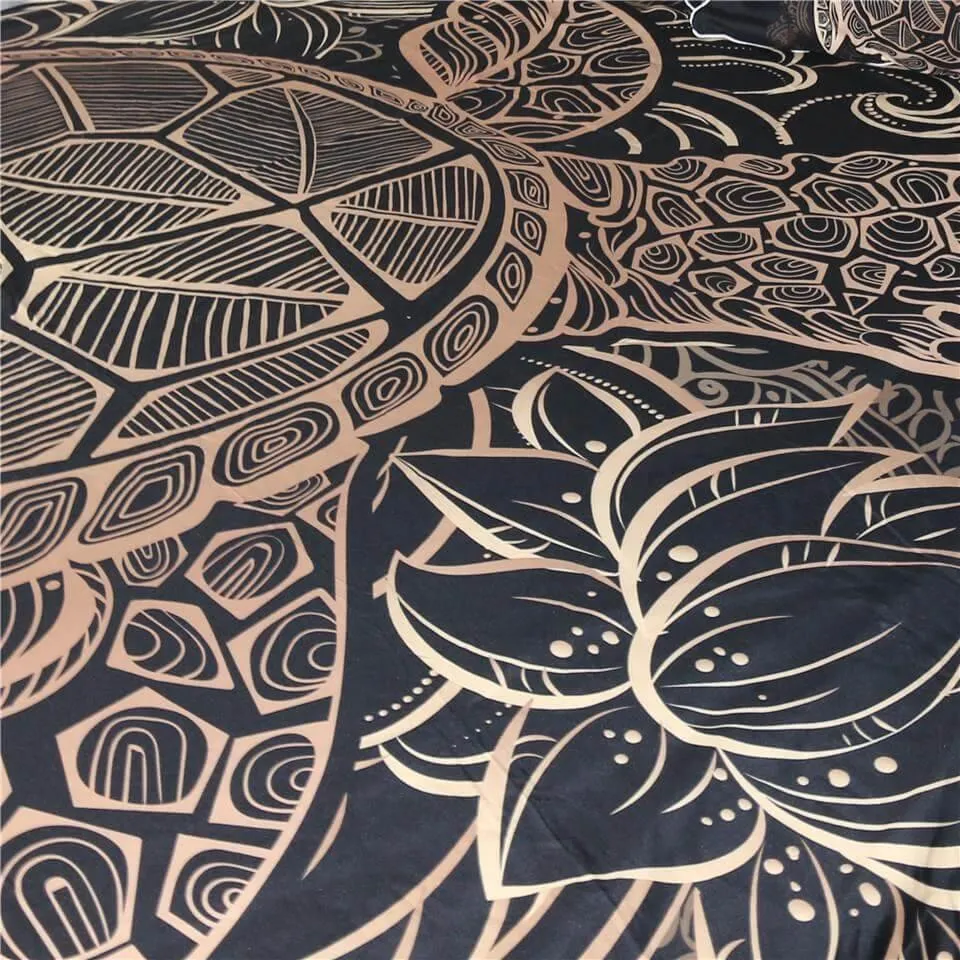 Luxury Turtles Golden Tortoise Comfortable Duvet Cover Bedding Set