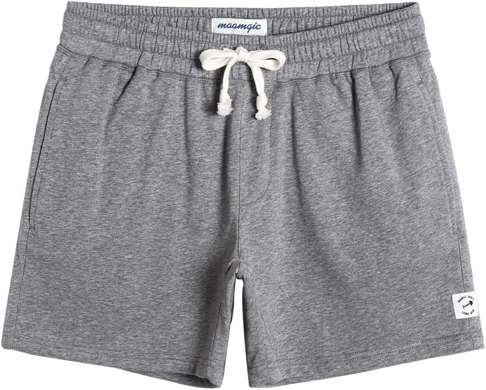 maamgic Mens Athletic Gym Shorts 5.5" Elastic Waist Casual Pajama Pocket Jogger Men Workout Short Pants