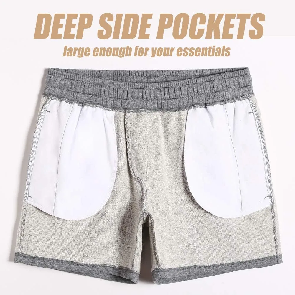 maamgic Mens Athletic Gym Shorts 5.5" Elastic Waist Casual Pajama Pocket Jogger Men Workout Short Pants