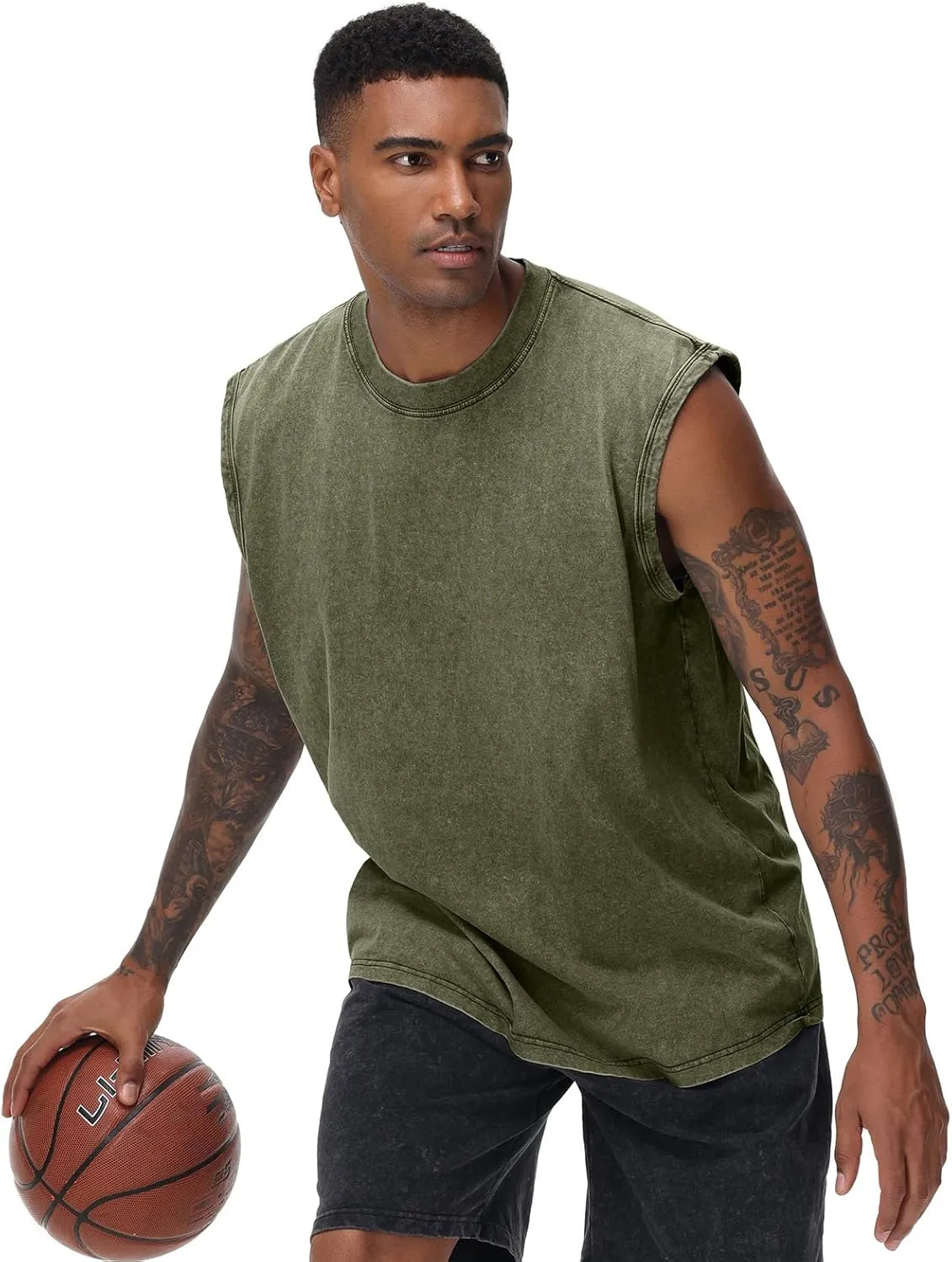 Mens Cotton Sleeveless Tank Tops Cut Off Muscle Gym T Shirts Running Beach Loose Fit Tees
