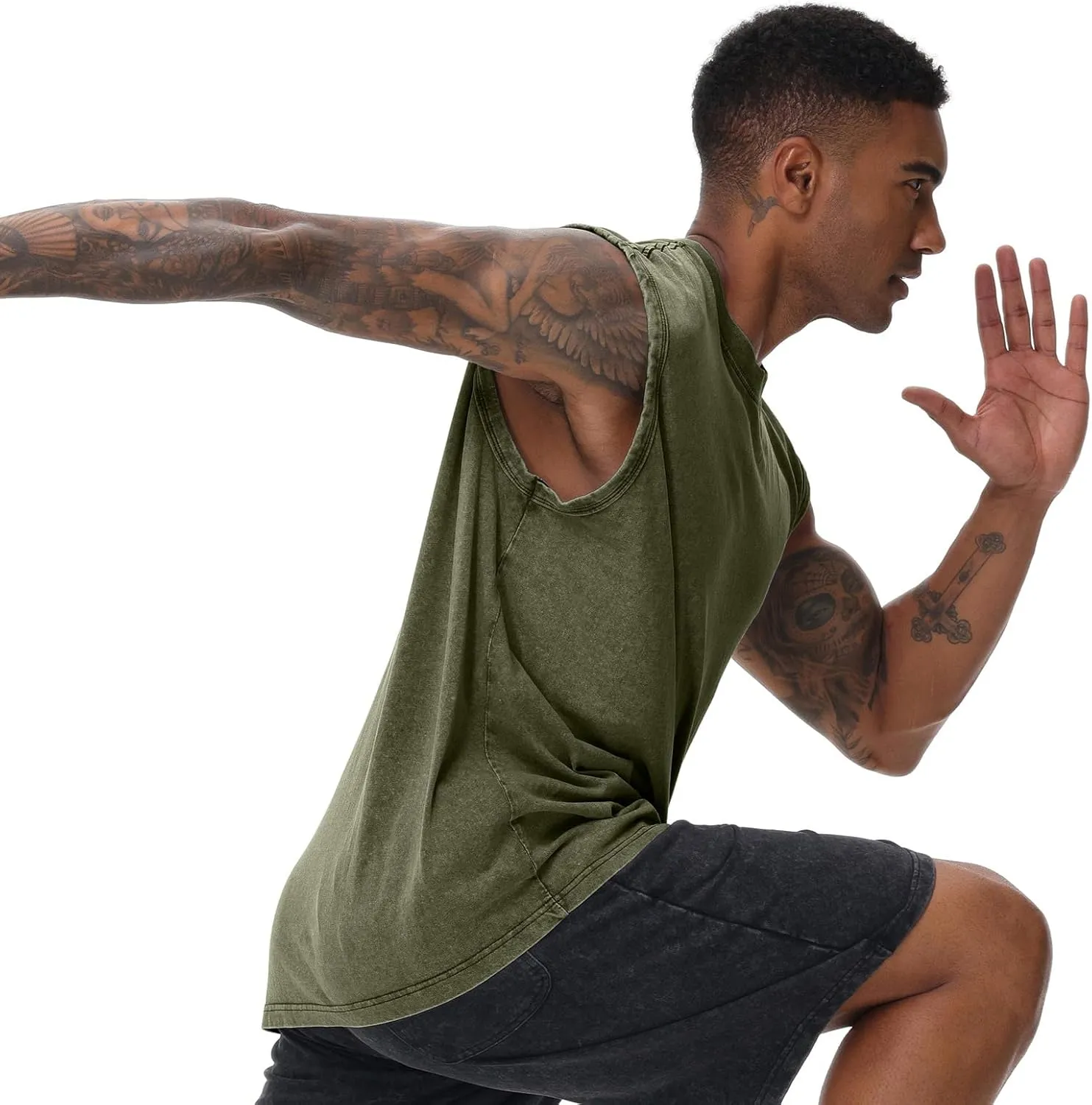 Mens Cotton Sleeveless Tank Tops Cut Off Muscle Gym T Shirts Running Beach Loose Fit Tees