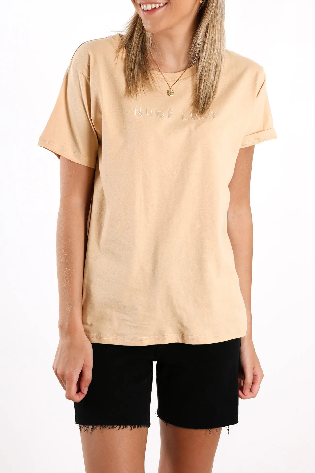 Nude Lucy Embroidered Slogan Tee