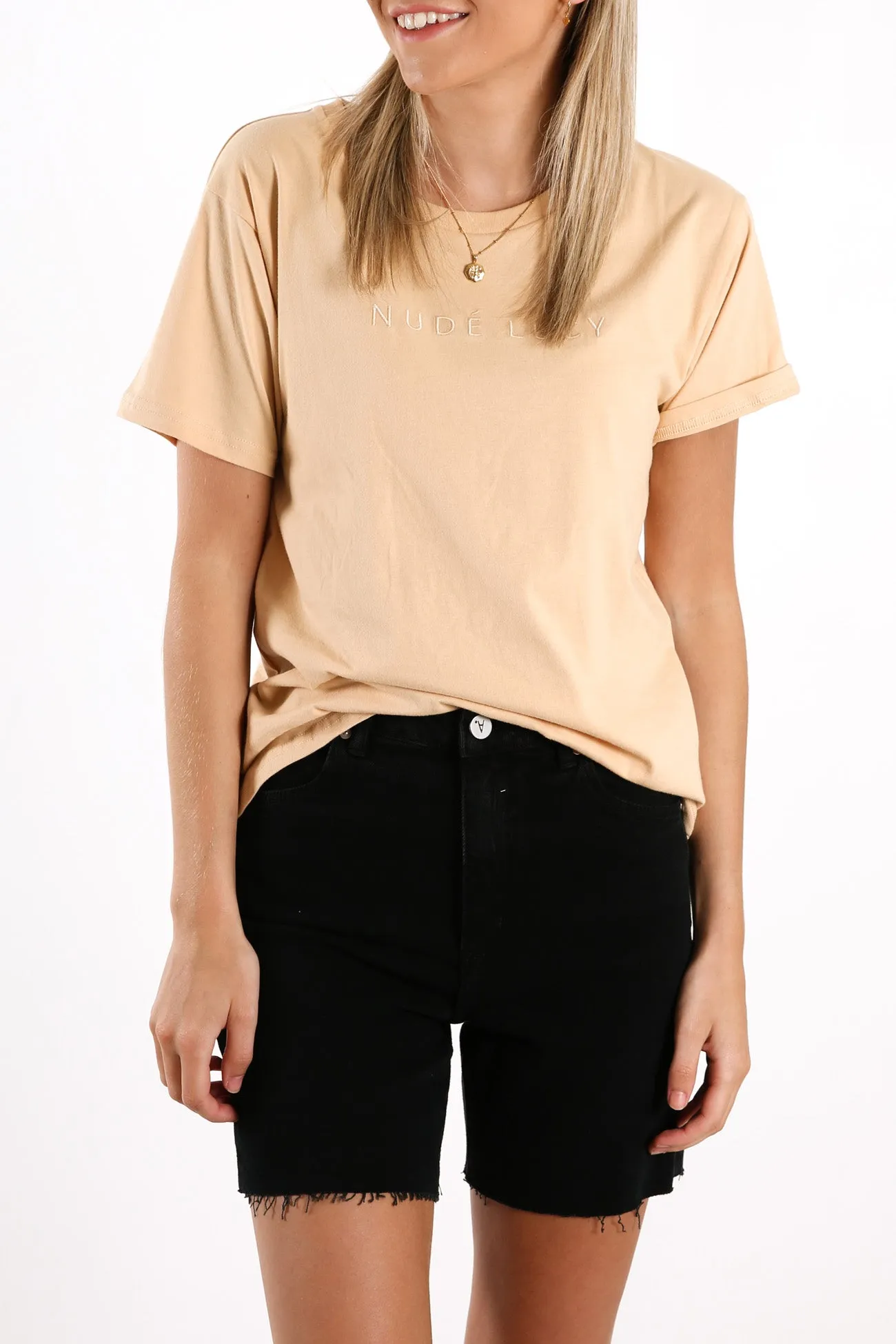 Nude Lucy Embroidered Slogan Tee