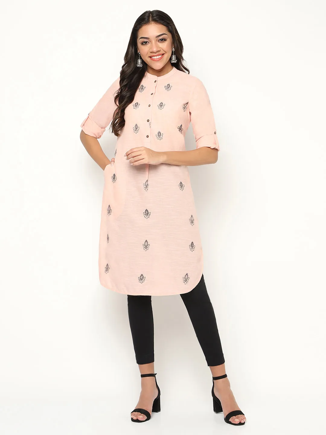 Peach Round Hem Kurta