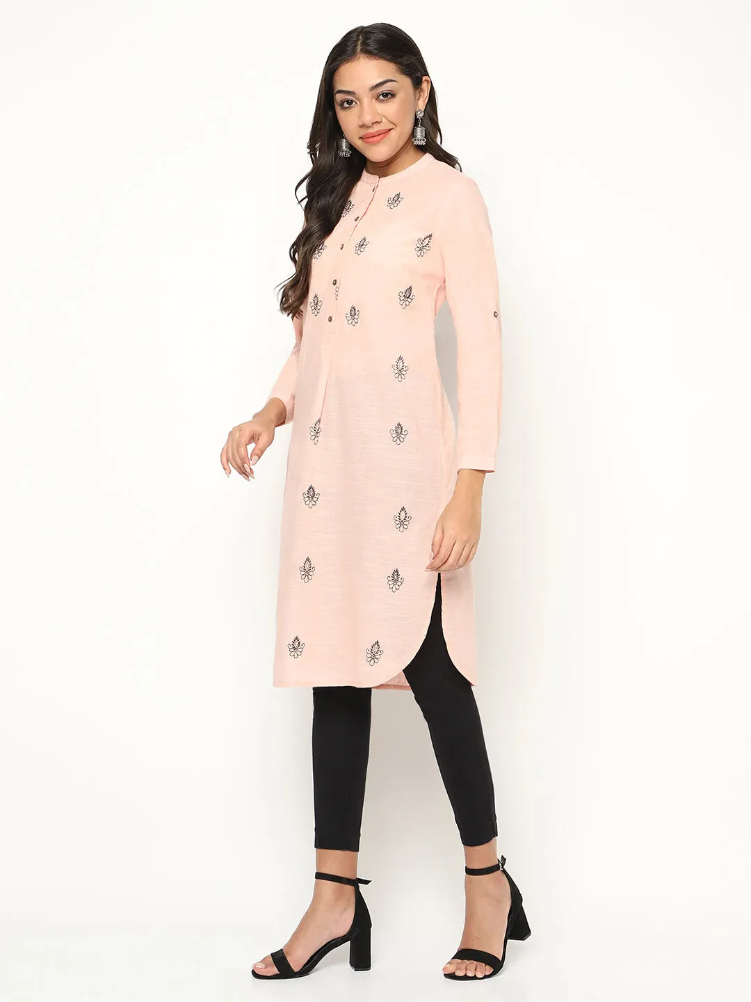 Peach Round Hem Kurta