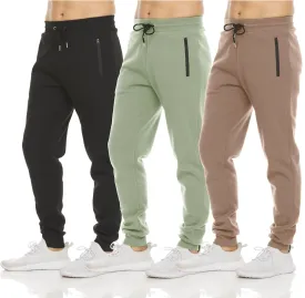 PURE CHAMP Mens 3 Pack Fleece Active Athletic Workout Jogger Sweatpants for Men with Zipper Pocket and Drawstring Size S-3XL