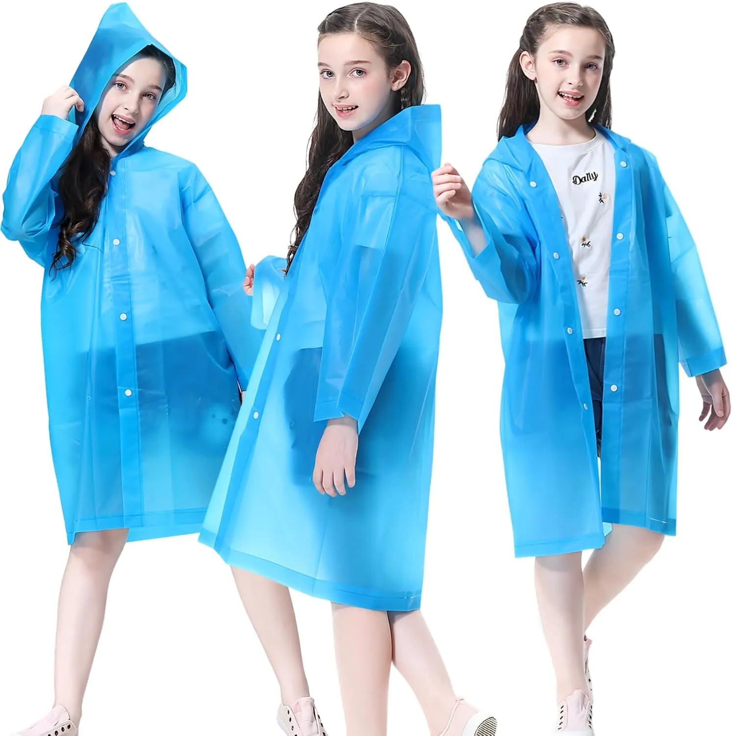 Rain Ponchos Raincoats for Kids, 2 Packs Rain Coats Jacket Reusable with Hood for Boys Girls Disney Hiking Camping Outdoor