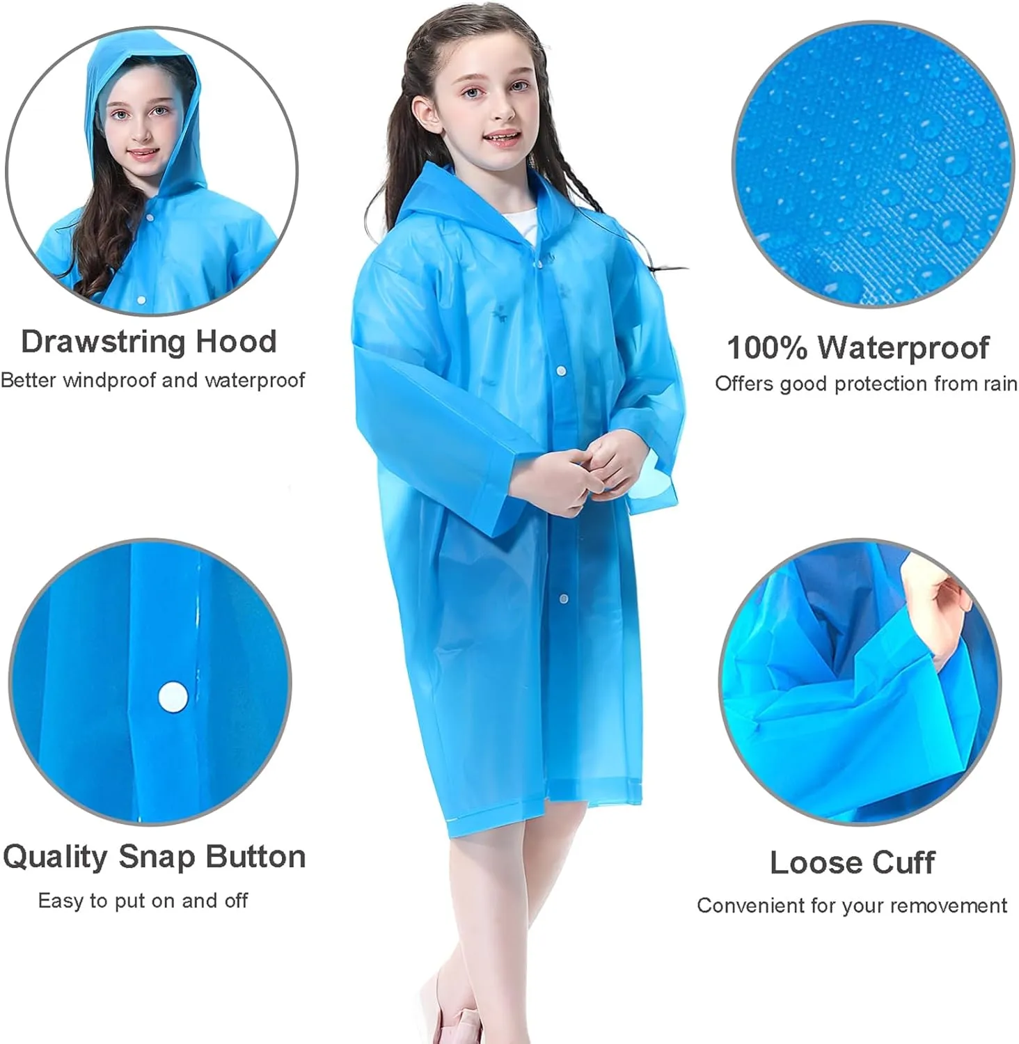 Rain Ponchos Raincoats for Kids, 2 Packs Rain Coats Jacket Reusable with Hood for Boys Girls Disney Hiking Camping Outdoor