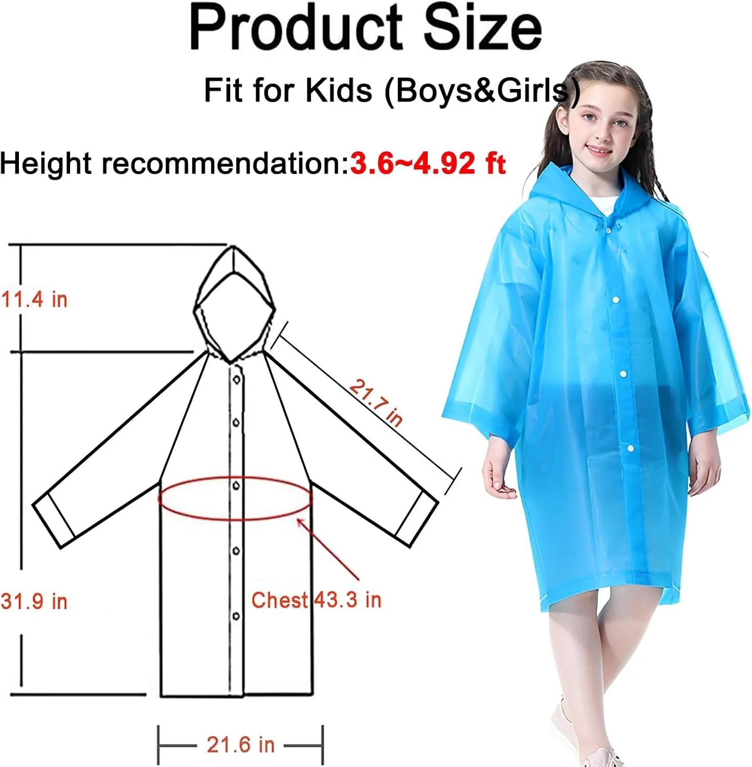 Rain Ponchos Raincoats for Kids, 2 Packs Rain Coats Jacket Reusable with Hood for Boys Girls Disney Hiking Camping Outdoor