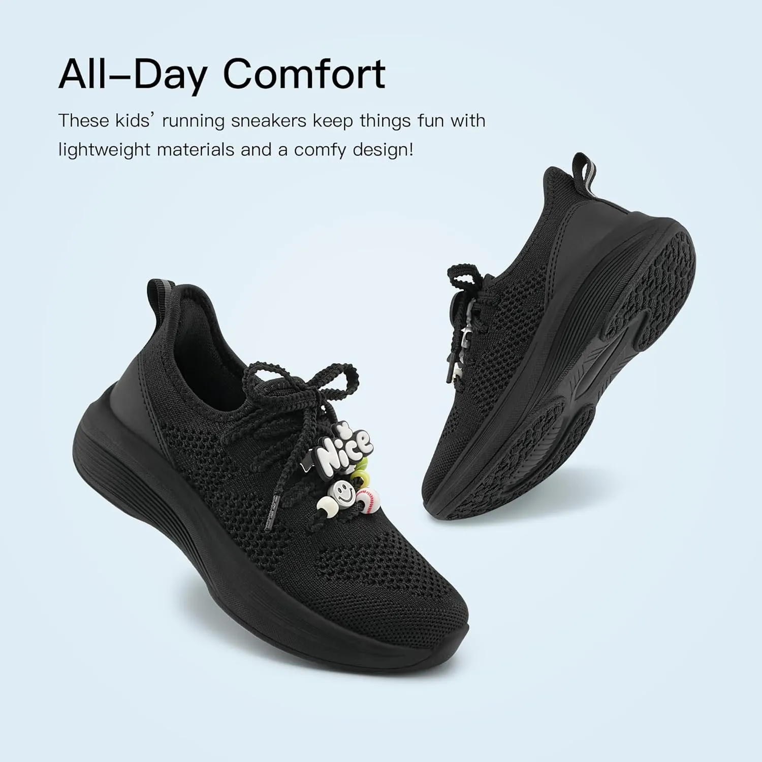 Stelle Girls Sneakers Kids Tennis Running Walking Shoes Slip-On Athletic Non Slip Lightweight Breathable Sport Shoes for Little/Big Kid