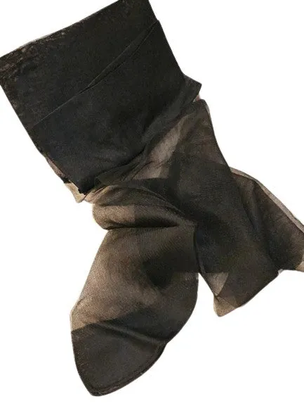 VINTAGE 1950s NEW 2 PAIR NATIONAL BLACK SEAMLESS SHEER TOE STOCKINGS IN SIZE 11
