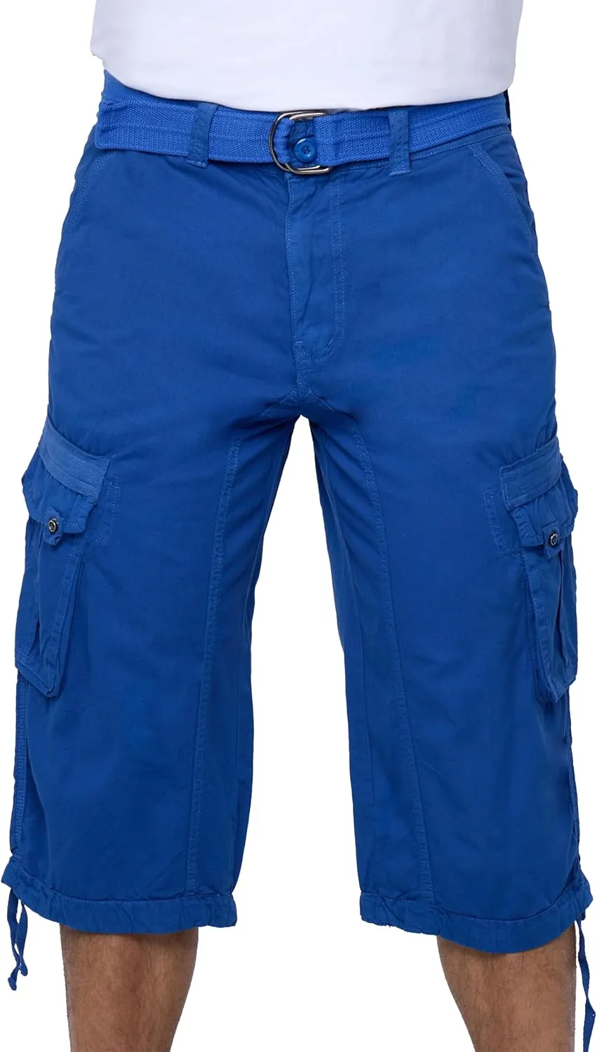 X RAY Men's Belted Long Cargo Shorts for Men, Below Knee Length Mens Cargo Shorts, 3/4 Pants (Big and Tall Shorts for Men)